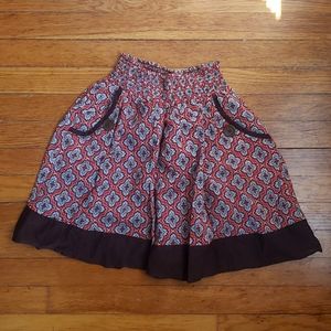 Trixxi Shirred Waist Patterned Skirt with Pockets